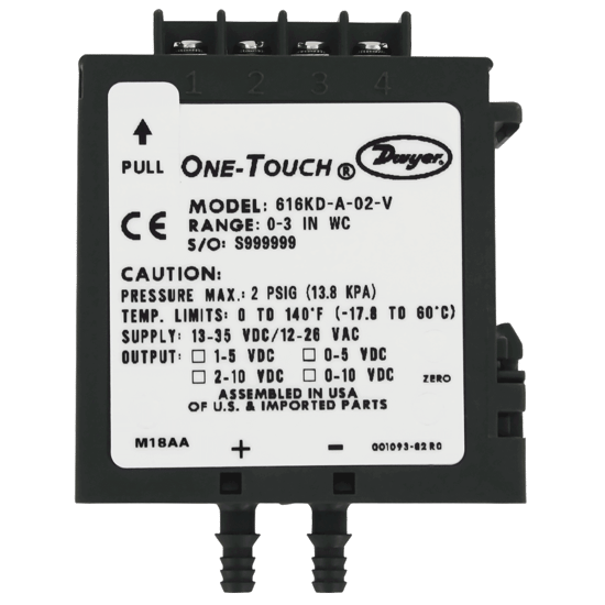 Dwyer Differential Pressure Transmitter, Series 616KD